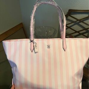 Victoria's Secret Light Pink Striped Tote